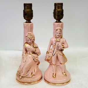 Vintage Victorian couple boudoir lamps